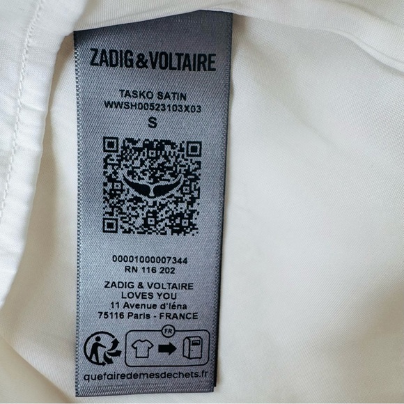 Zadig & Voltaire Tasko Satin shirt white size S - Picture 8 of 11